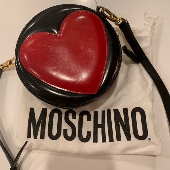 Vintage Moschino Red and Black leather Heart Bag - Picture 1 of 5